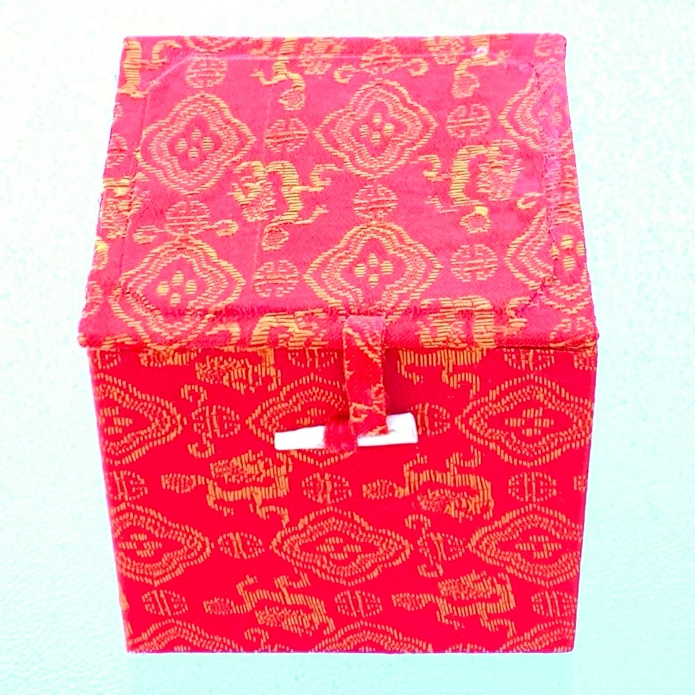 Asian Red and Gold Fabric Padded Gift Box